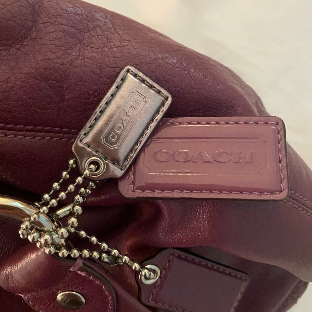 Coach Purple Leather Shoulder Bag with Silver Hardware - Picture 5 of 5